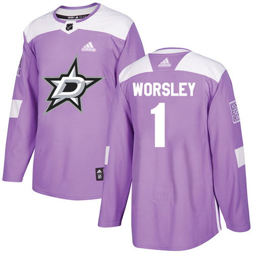 Adidas Stars #1 Gump Worsley Purple Authentic Fights Cancer Stitched NHL Jersey - Click Image to Close